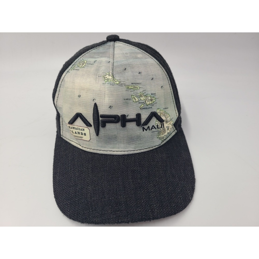 Alpha 808 Maui Hawaiian Islands Snapback Hat Cap Hawaii Map HI Men Women Black